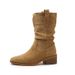 2025 Autumn New Sweet Cool Girl Height-Increasing Mid-Calf Slouch Women V-Cut Western Chunky Heel Slimming Riding Boots_vogvips.com