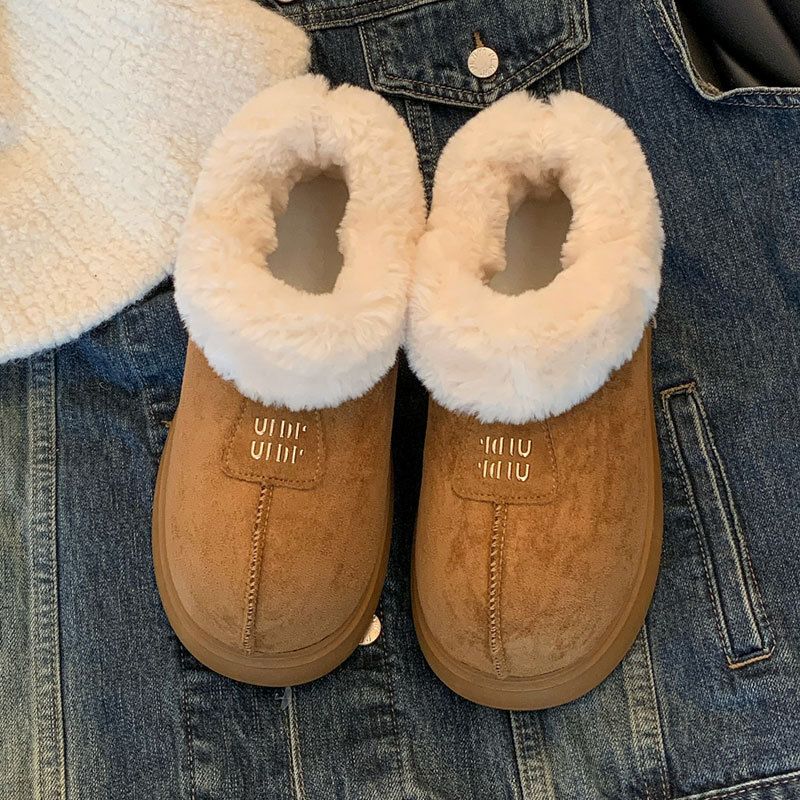Warm Thick-soled Snow Boots Women's Thickened Velvet Big-headed Short Boots Fluffy Cotton Shoes_vogvips.com