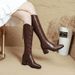 High Heel Long Boots For Women 2025 New Autumn Winter Slimming Over-the-Knee Boots Thick Heel Brown V-Cut Square Toe High Boots_vogvips.com