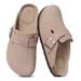 Crestar Fashion Clogs Slippers For Women Classic Suede Men Mules Cork Footbed Leather Potato Shoes With Arch Support_vogvips.com