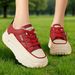 Autumn Fashionable All-match White Sneakers, Thick-soled Height-increasing Lace-up Casual Shoes, Internal Height-increasing Women's Shoes_vogvips.com