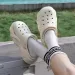 Women DIY Silver Butterfly-Knot Fashion Bow Decor Clogs Summer Spring Autumn Beach Sandals Cave Hole Garden Shoes_vogvips.com