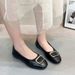 Women's Classic Square Buckle Low Heel Slip-On Shoes Soft Cushioned Sole Comfortable Work Flats For All-Day Wear_vogvips.com