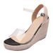 Women's Shoes Summer New Wedge Thick Bottom High Heel Sandals Women's High Heel Glass Glue Straw Braided Rope Bottom Large Size_vogvips.com