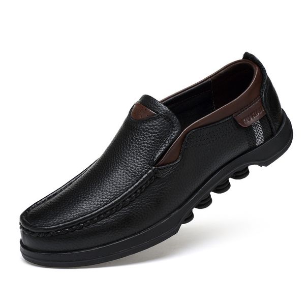 European Warm Series Autumn Winter Cowhide Middle-aged Dad Slip-on Business Casual Breathable Soft Sole Large Size Men's Leather Shoes_vogvips.com