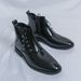 New Fashion Retro Martin Boots Men's Thick Sole Lace-up Business Leather Men's Boots Round Toe Thick Sole High Top Leather Boots Chelsea Short Boots_vogvips.com