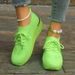 Women's Large Size Sports Shoes For Women Lace Up Mesh Thick Bottom Casual Fashion Flying Woven Shoes For Women_vogvips.com