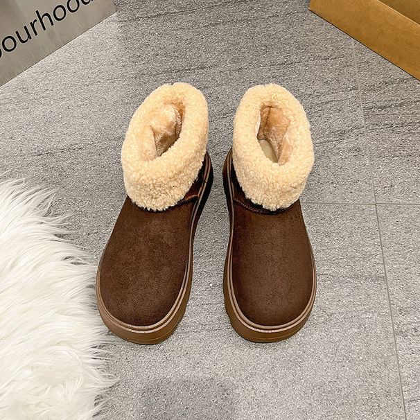 thick-soled Snow Boots Women's Fleece Thickened Warm Versatile Cotton Shoes Women's Fluffy Short Boots_vogvips.com