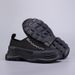 Light And Cool Black Canvas Thick-soled Shoes With Reverse Canvas And Metal Eyelets, Thick-soled Anti-slip, Unisex_vogvips.com