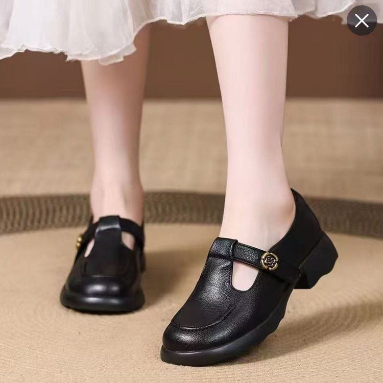 Soft Leather Mary Jane Shoes For Women, 26 Spring New Style, British Style Round Toe_vogvips.com