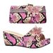 Snakeskin Wedge Sandals With Round Toe And Three Dimensional Applique Embellish Clutch Shoe Bag_vogvips.com