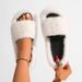 Y2K Punk Style Faux Fur Slippers - Cozy PVC Indoor Slides For Women & Men, Soft Plush Home Shoes, Trendy Gothic Fashion Footwear_vogvips.com