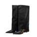 Women's Pointed Toe High Heel Pull On Boots With Metal Buckle Detail Slim Fit Stretchable Fashion Boots Versatile, Stiletto Heel, Pants Length Boots_vogvips.com