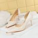 8829-A5 Style Banquet High Thin Heels, Shallow Mouthed Metal Pointed Iron Toe, Glossy Patent Leather Side Hollowed Out_vogvips.com