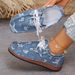Women's Plus Size Slip-On Casual Shoes With Lace-Up Design, Thick Sole, Breathable & Cushioned, Ethnic Print, Round Toe, Low-Cut Sneakers_vogvips.com