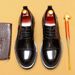 Leather shoes men's three-joint formal business men's shoes top layer cowhide lining British style patent leather glossy platform casual shoes_vogvips.com