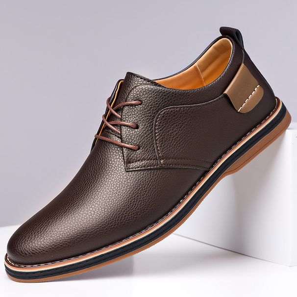Men's Casual Business Leather Shoes Men Fashion Lace-up Derby Shoe Mens Light Comfortable Outdoor Driving Flats_vogvips.com