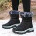 Martin Boots For Women With Plush Insulation, Comfortable Outdoor Snow Boots For Women, Waterproof And Anti Slip High Top Cotton Shoes_vogvips.com