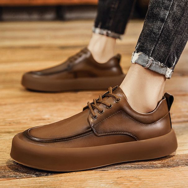 Genuine 2024 spring new high-end brown leather men's business British breathable commuting casual shoes_vogvips.com