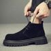 Casual Derby Shoes Men's Leather Retro Big Head Leather Shoes Platform Soled Fleece Martin Boots Fashion Breathable Men's Shoes_vogvips.com