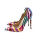 Women's Shoes New Color Striped High Heels 12CM Pointed Stiletto Shallow Mouth Single Shoes Women's Shoes_vogvips.com