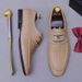 New Top Layer Cowhide Round Toe Crocodile Pattern For Men Trendy Genuine Leather Derby Business Formal Men's Shoes_vogvips.com