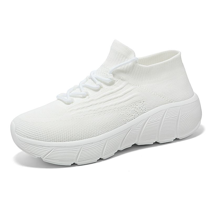 Cross-border Plus-size Fly-knit Elastic Sock Mesh Shoes, Versatile Trendy Thick-soled Height-increasing Casual Sports_vogvips.com