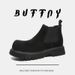 Martin Boots Men's Round Head Leather Boots Frosted Mid Help Chelsea Boots Dark Casual Men's Boots_vogvips.com