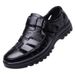 New Men's Genuine Leather Sandals, Hollowed-out, Breathable, Non-slip, Wear-resistant, Casual Korean Style, Suitable For_vogvips.com