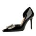 3287-K70 Banquet Slim Ultra High Heels Shallow Mouth Small Square Head Lacquer Leather Metal Water Diamond Buckle Single_vogvips.com