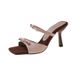 Summernew Arrival Nude Square Toe Bows Sandals Women's Daily Work Clothingslimming Lookeasiest For Match Thin Heel High Heels_vogvips.com