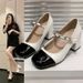 Xiaoxiang Home Elegant Style Semi-Curved Mary Jane Patent Leather One-Strap Chunky Heel Princess Single JK Uniform Pearl_vogvips.com