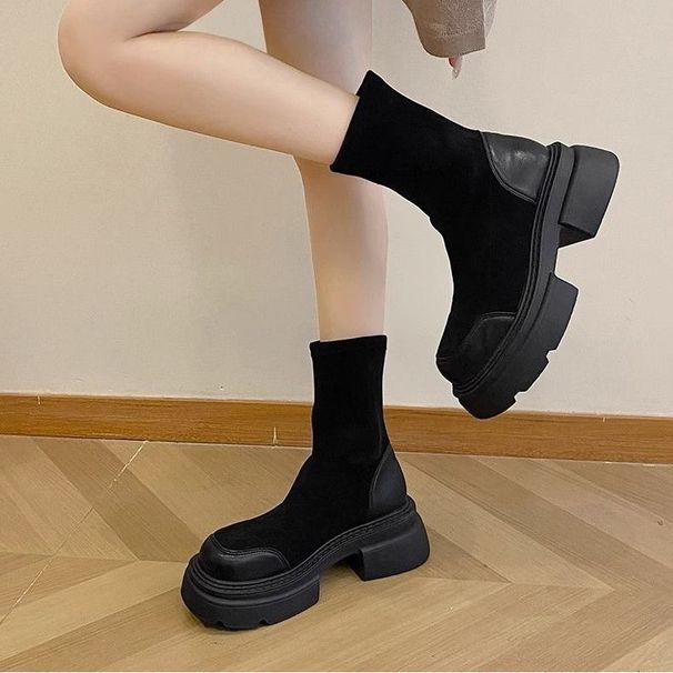 2025 New Thick-Soled British Style Martin Women, Autumn And Winter, Height-Increasing Chunky Heel Super Popular Short_vogvips.com