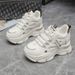 Women's Casual Shoes Round Toe Thick Sole Sneakers 2025 New Height Increasing Dad Shoes White_vogvips.com