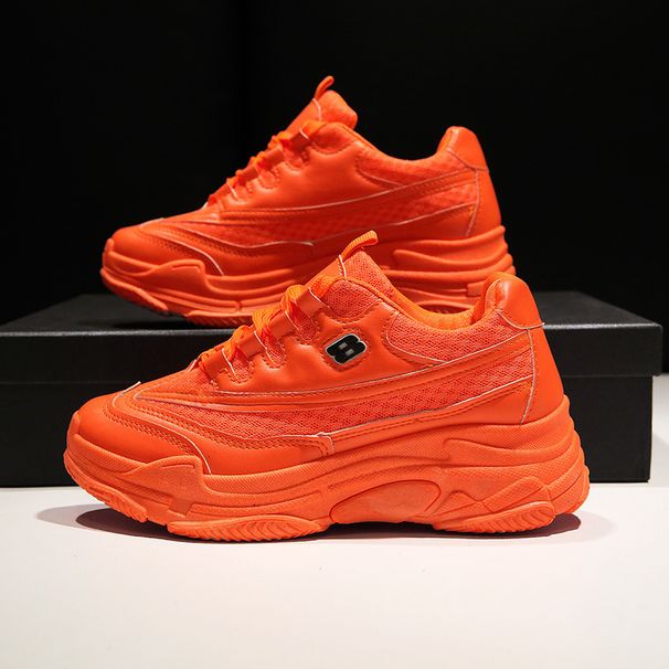 Fluorescent Sports Shoes For Women In Spring Autumn, Casual Mesh Breathable Single Thick Soled Running And Travel Shoes,_vogvips.com