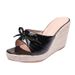 Women's Shoes Summer New Style Wedge Heel Thick Bottom High Heel Slippers Women's Fashionable Thick Heel Open Toe Flip Flops Bowknot Straw Rope Bottom_vogvips.com
