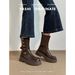 Platform Martin Women 2025 Autumn Winter New British Style Melad Brown Mid-Calf Fashion Two-Way Short Boots_vogvips.com