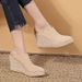 new Spring Autumn Pointed-toe Wedge-heeled Thick-soled High-heeled Mules For Women, With Open Back And_vogvips.com