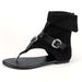 European And American Style Toe Post Flat Roman 2024 Summer New Denim Belt Buckle Large Size High Top Sandals For Women_vogvips.com