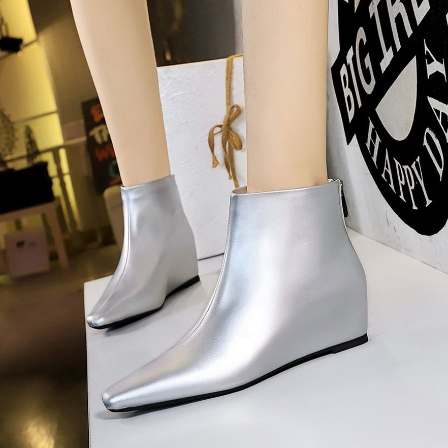 Women's Stylish Chunky Heel Boots With Pointed Toe, Platform Sole & Low Shaft For Winter, Fashionable And Comfortable Ankle Boots Boots And Bare Boots_vogvips.com