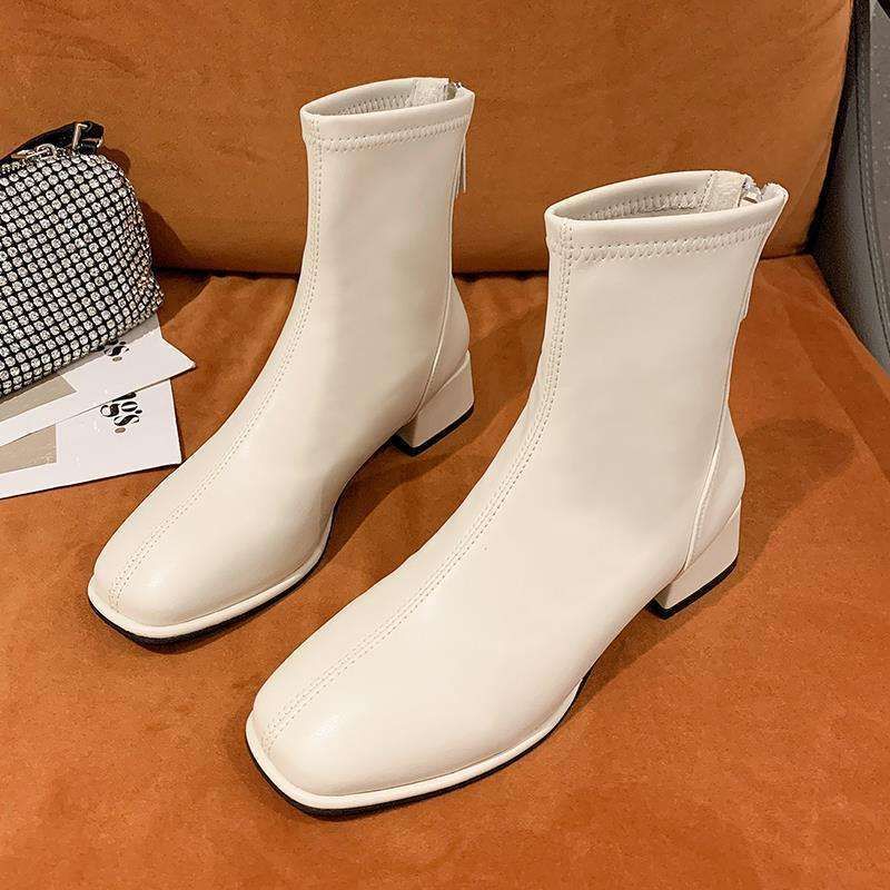 Women's 2025 New Summer Thin Thick Heel Short White Slim Spring Autumn Single Martin Boots_vogvips.com