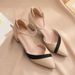 Women's Fairy-Style Chunky Heel Sandals 2026 New Spring/Summer Versatile Color-Block Pointed Toe Mid-Heel Fashionable_vogvips.com