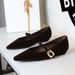 3686-K209 Korean-style Women's With Metal Pointed Toe, Shallow Cut, Fashionable Wedge Heel, One-strap Buckle, Low-heeled_vogvips.com