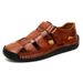 Cross-Border Hot Genuine Leather Cowhide Stitching Slippers Men 2024 Summer New Outdoor Beach Sandals Men's Trendy_vogvips.com