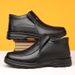 Men's Cotton Shoes With Fleece Lining, Winter Warm Men's Shoes, Top Layer Genuine Leather Snow Boots, Middle-Aged Dad Sh_vogvips.com