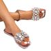 Elegance Plus Women's Square Toe Flat Sandals - Comfortable Diamond Design Summer Slippers_vogvips.com