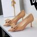9577-H87 European And American Style Sexy Stiletto Pointed High-heeled For Women, Shallow Bow Design, Versatile Patent_vogvips.com