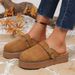 Plus Size Women's Suede Slip-On Slippers With Belt Buckle Thick Sole Platform Autumn New Style Size 43 Closed Toe_vogvips.com