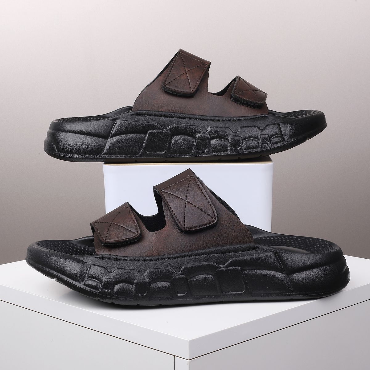 New Men's Indoor Beach Leather Comfortable Slides Men Casual Shoes Flip-flops Slippers Sandals Outdoor_vogvips.com