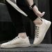 Men's Casual Board Shoes Two-layer Cowhide Hong Kong Style Tide And Breathable Flat-bottomed Men's Small Leather Shoes Elastic Shoes_vogvips.com